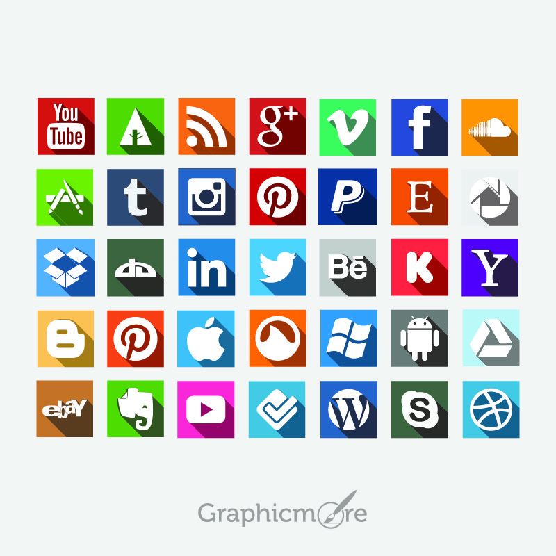 35 Social Media Icons Set Design Free Vector File