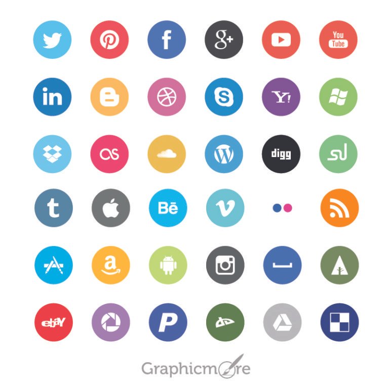 Flat Social Media Rounded Icons Design Free Vector File Download
