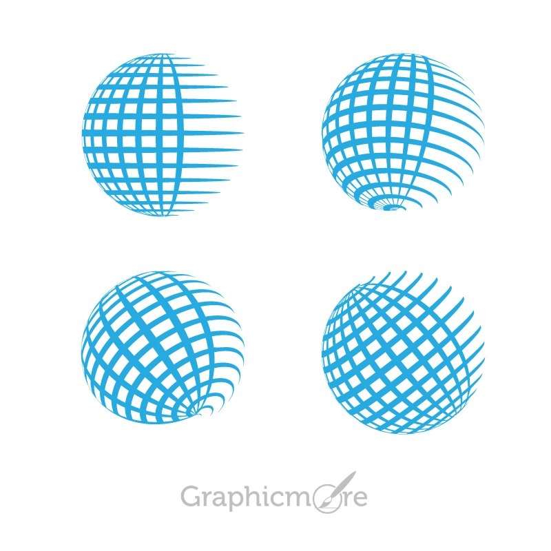 Globe Grid Shape Icons Pack Free Vector File