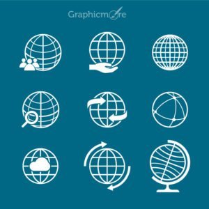Globe Icons Collection Design Free Vector File