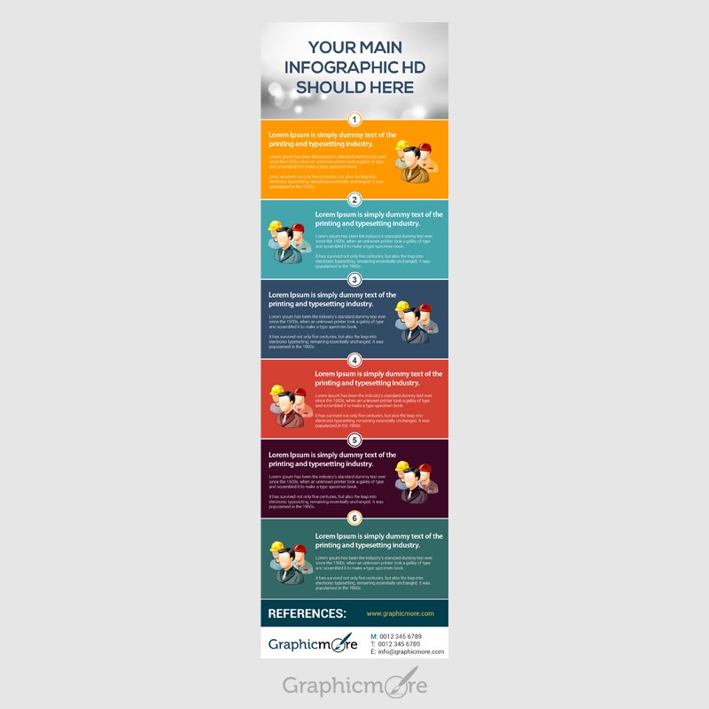 Six Step Process Infographic Template Free PSD File