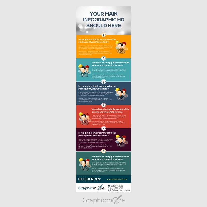 Six Step Process Infographic Template Free PSD File