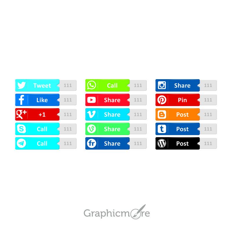 Social Media Buttons Design Free Vector File