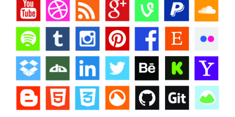 Social Media Flat Icons Set Design Free Vector File