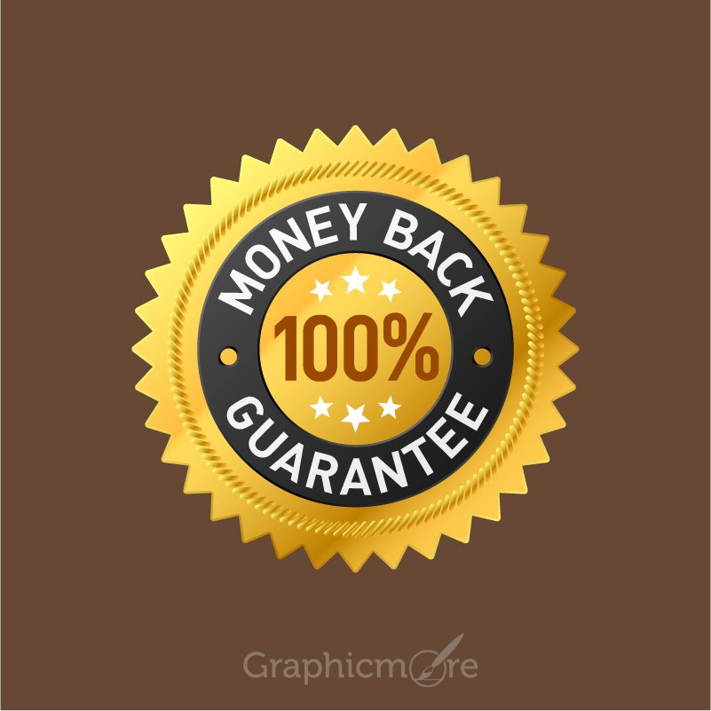 100% Money Back Guarantee Badge Design Free Vector