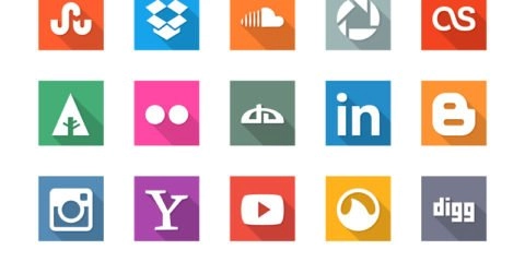 25 Social Media Flat Icon Set Design