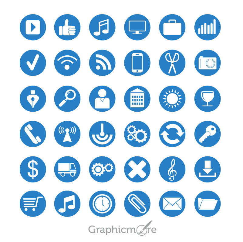 36 Flat Icons Set Design Free Vector Download By Graphicmore