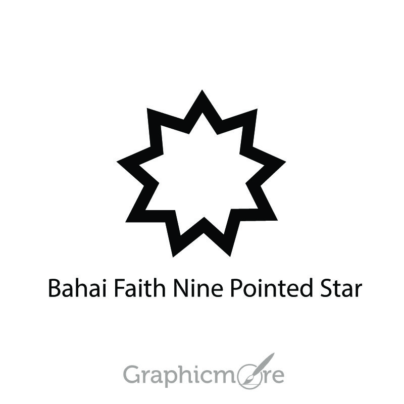 Bahai Faith Nine Pointed Star Symbol Design Free Vector File