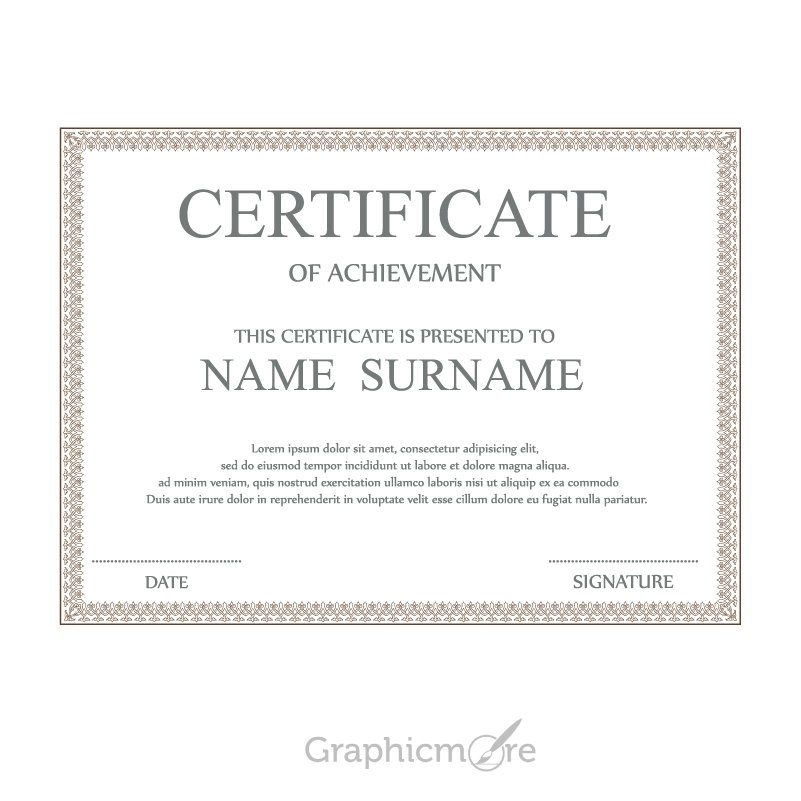 Brown Decoration Border Certificate Template Design Free Vector File