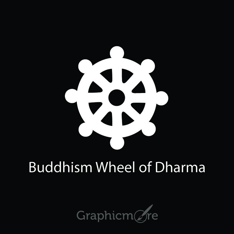 Buddhism Wheel of Dharma Symbol Design Free Vector File