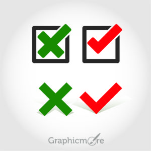 Check and Cancel Buttons Set Free Vector File by GraphicMore
