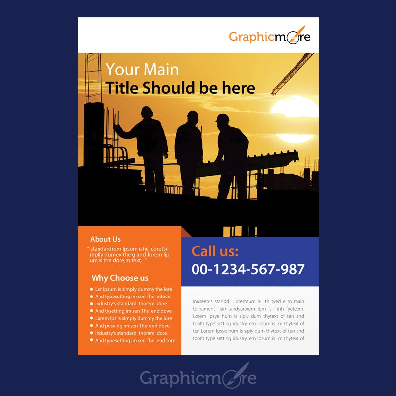 Construction Company Flyer Design Free PSD Download