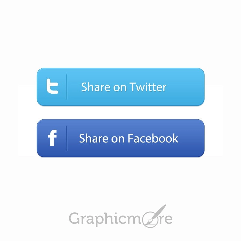 Facebook & Twitter Social Share Buttons Free PSD File