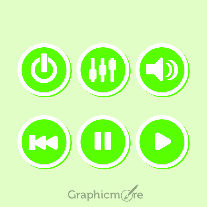 Green Media Player Controls Free Vector File