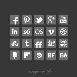 Grey Social Media Icons Set Design Free Vector File