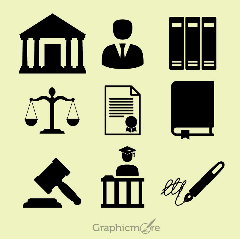 Law Icons Set Free Vector File by GraphicMore
