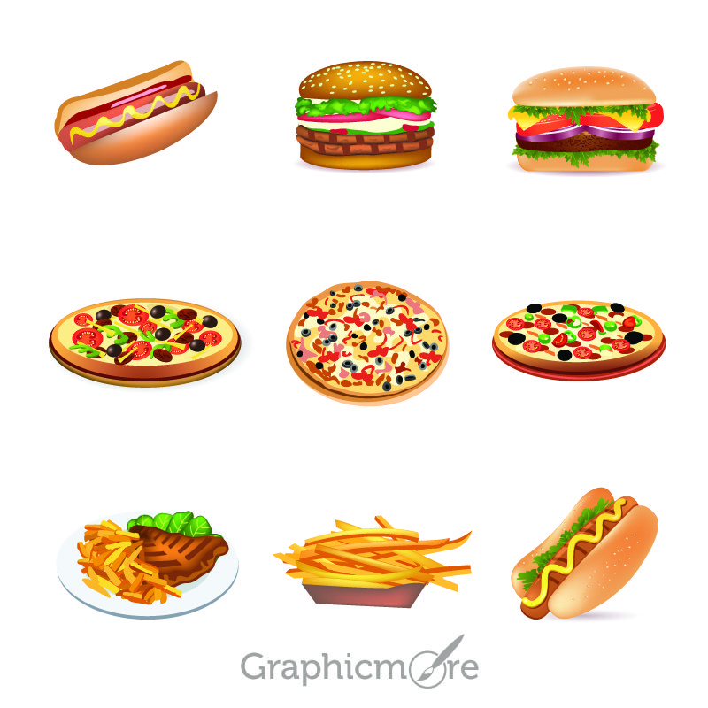 Pizza Hamburger Food Design Free Vector Graphics
