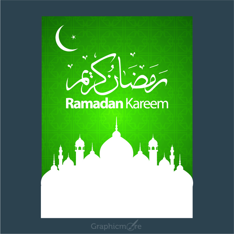 Ramadan Kareem Green Poster Design Free Vector File