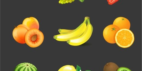 Realistic Fruits Design Free Vector File