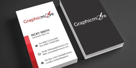 Red Lines Vertical Business Card Template Design