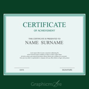 Simple Green Border Certificate Design Template Free Vector File