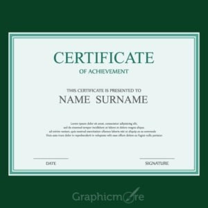 Simple Green Border Certificate Design Template Free Vector File