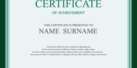 Simple Green Border Certificate Design Template Free Vector File