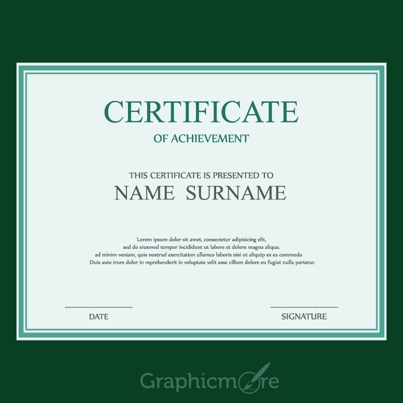 Simple Green Border Certificate Design Template Free Vector File