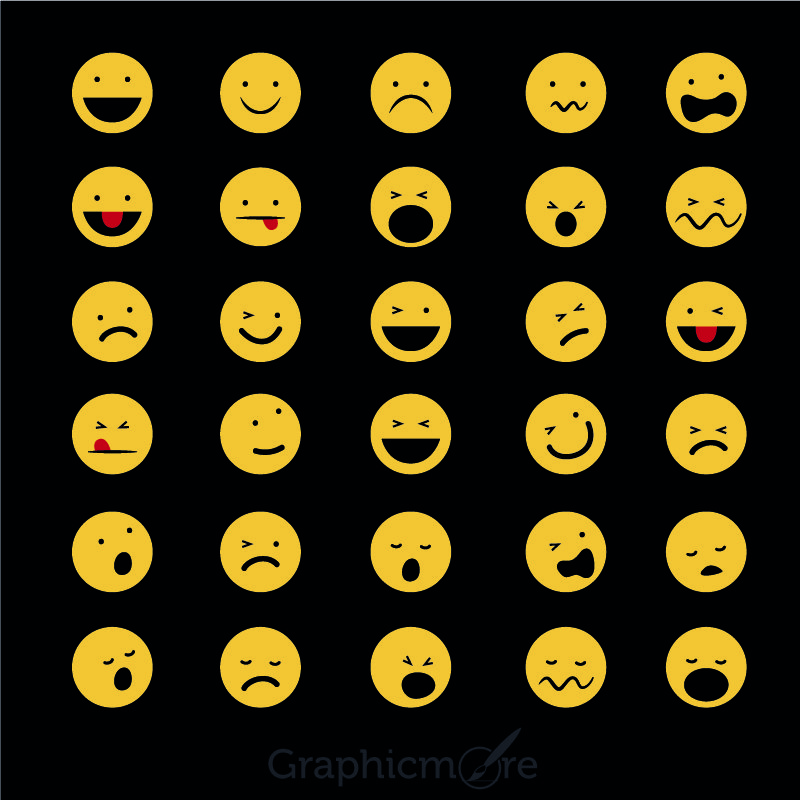 Top 30 Funny Emoticons Icons Vector Set Design Download