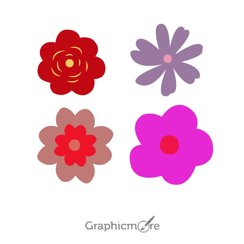 Beautiful Fower Set Free Vector File