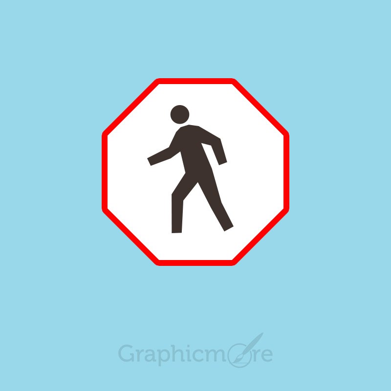 Pedestrian Crossing Sign Board Free PSD Template