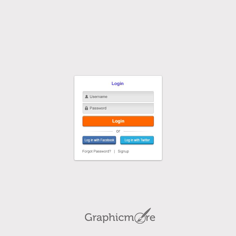 Social Login Form Free PSD File