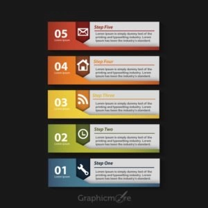 5 Steps Infographic & Horizontal Banners Free Vector