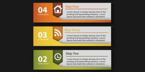 5 Steps Infographic & Horizontal Banners Free Vector