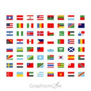64 Simple National Flag Icons Set Design Free PSD File