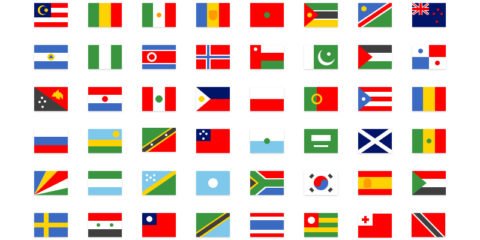 64 Simple National Flag Icons Set Design Free PSD File