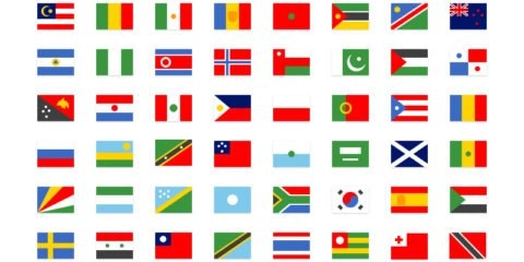 64 Simple National Flag Icons Set Design Free PSD File