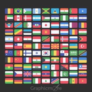 99 National Flag Icons Set Design Free PSD File