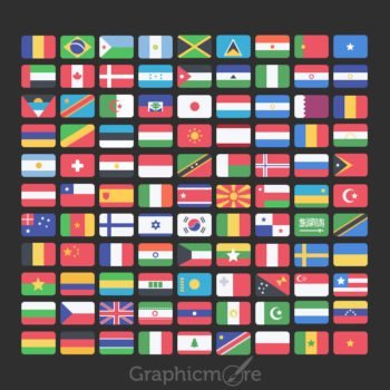 99 National Flag Icons Set Design Free PSD Download