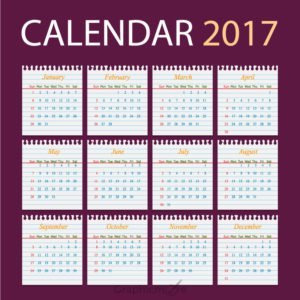 Calendar 2017 Template Design on School Paper Free Vector File