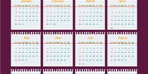 Calendar 2017 Template Design on School Paper Free Vector File