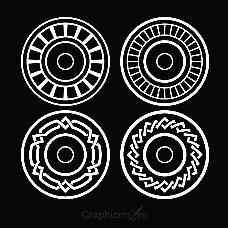 Decorative Circle Shapes Set Design Free Vector File