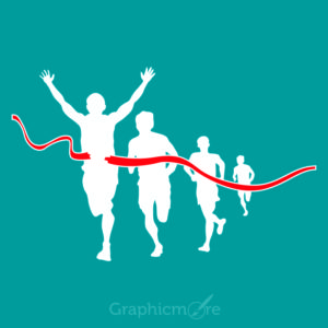 Marathon Runner Silhouette Design Free Vector File