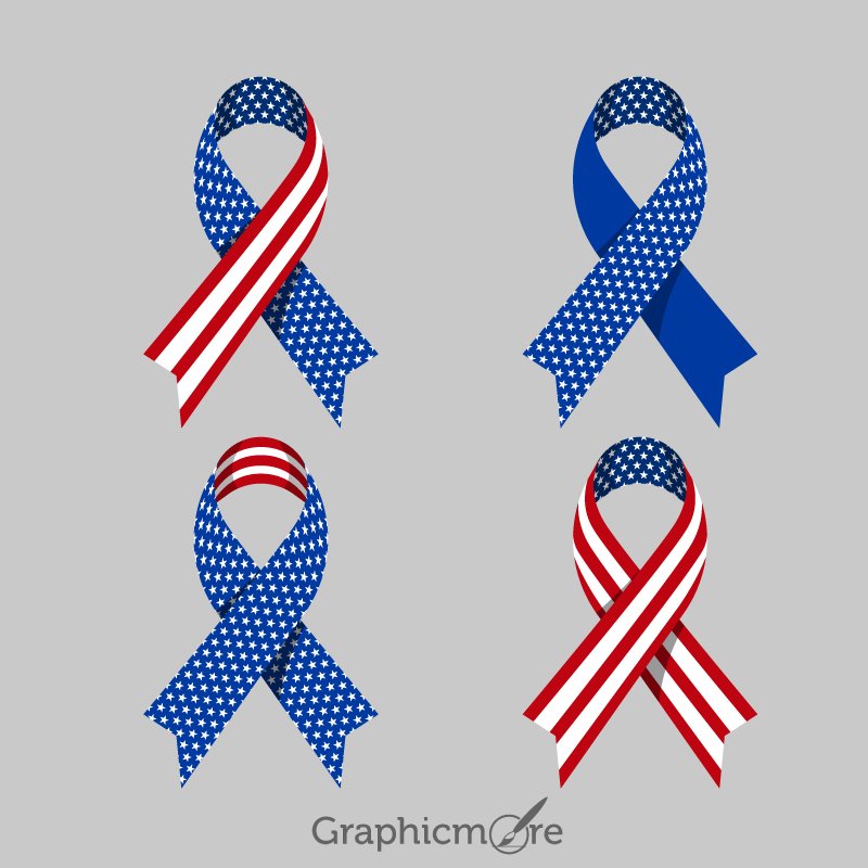 Patriotic Ribbons Design Free Vector File by GraphicMore