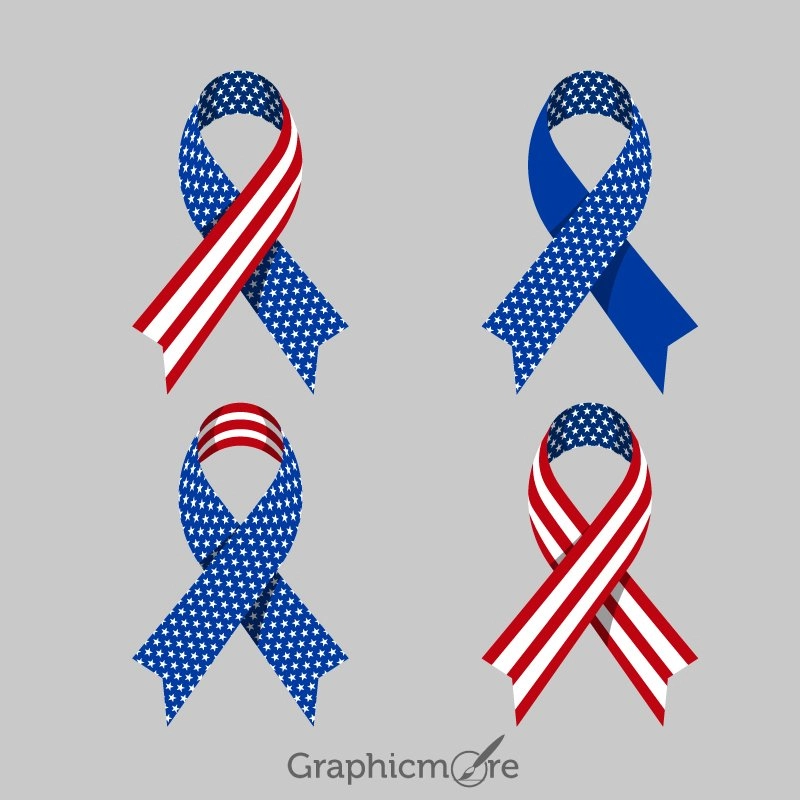 Patriotic Ribbons Design Free Vector File by GraphicMore