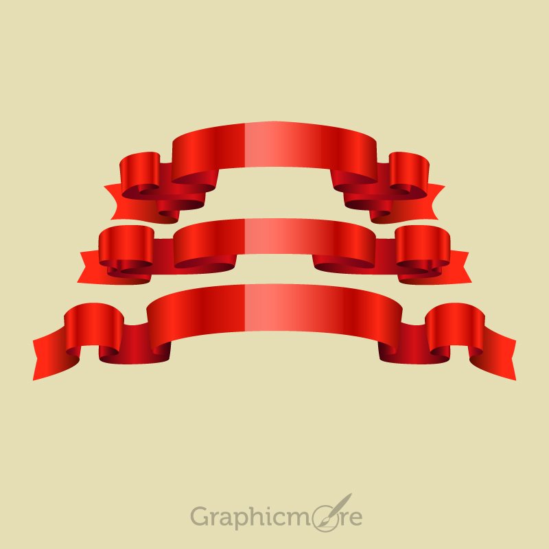 Red Ribbon Sets Design Free Vector File Download by GraphicMore