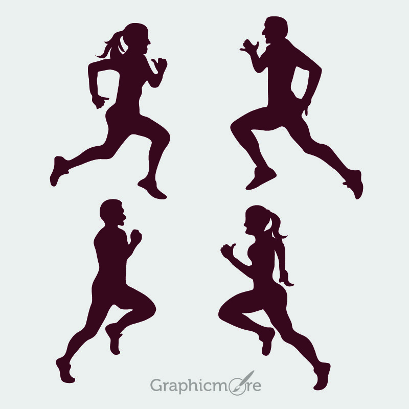 Running Peoples Silhouette Design Free Vector File