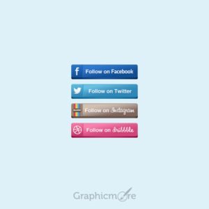 Top 4 Social Media Buttons Design Free PSD File