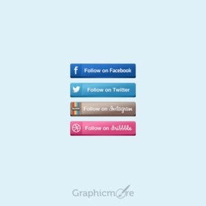 Top 4 Social Media Buttons Design Free PSD File