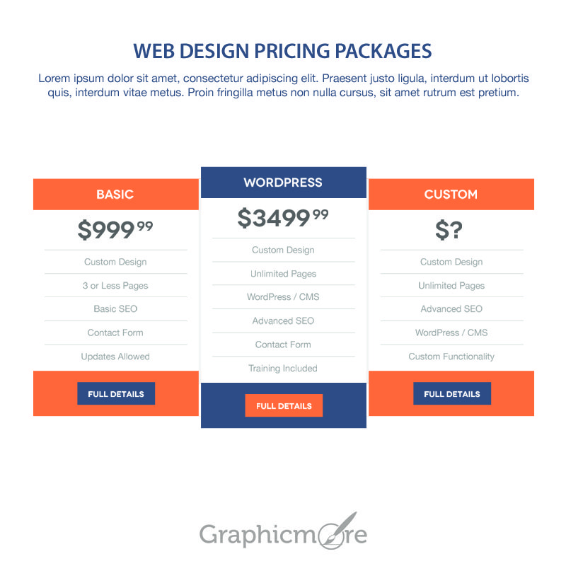 Web Design Pricing Packages Design Free PSD File